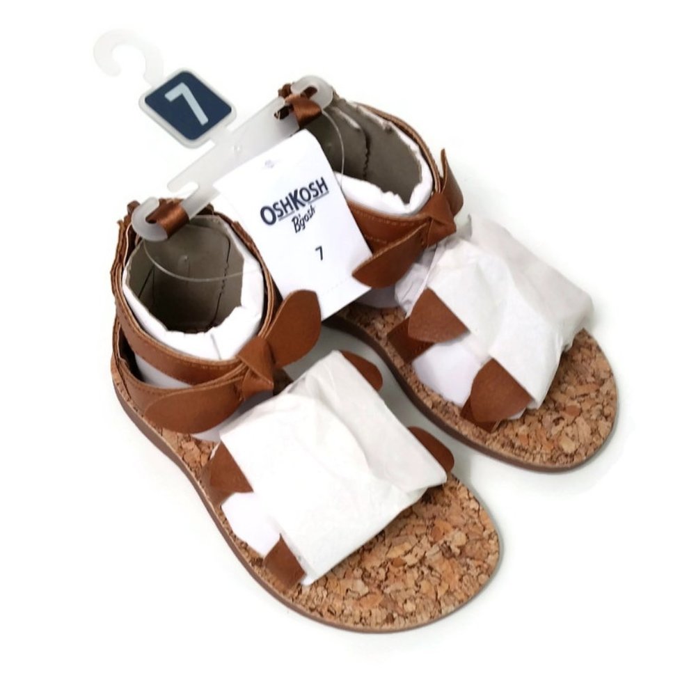 Oshkosh Bgosh Gladiator Sandals Girls Size 7 Brown Strappy Shoes WIN0NAG-01